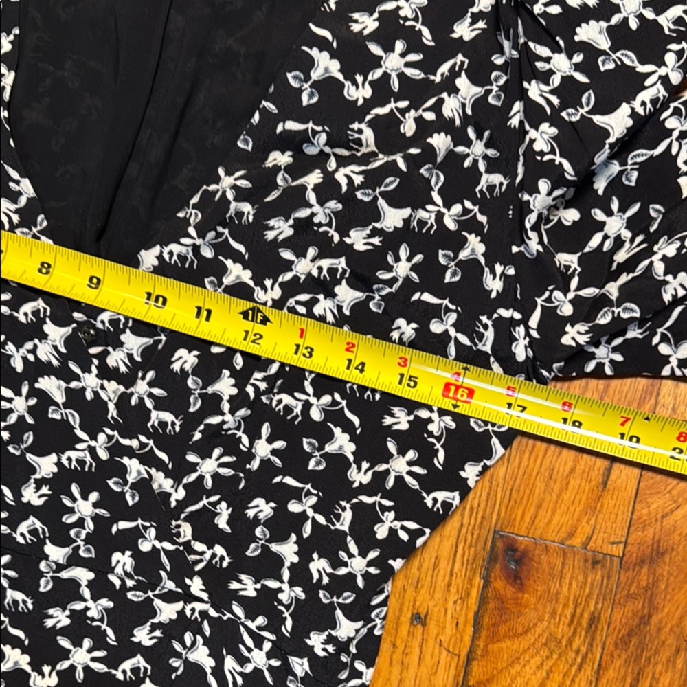 BA&SH Women's Coachella VNeck Black White Floral Midi Dress Fawn Dove Print SZ 1 - Picture 9 of 14